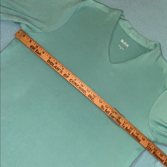 BLAIR V-neck top 3/4 sleeves light turquoise blue color soft cotton NEW size M - Picture 7 of 9